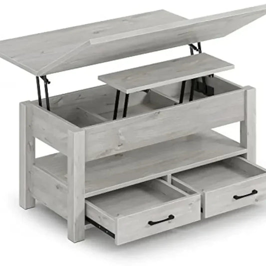 Multi-Function Convertible Coffee Table Drawers and Hidden Compartment, Converts to Dining Living Room