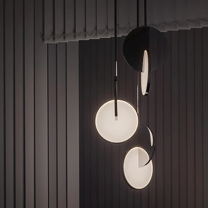 Acrylic Stainless steel mirror round LED Pendant Light artistical Simple design Cross shape pendant lamp Indoor decoration light