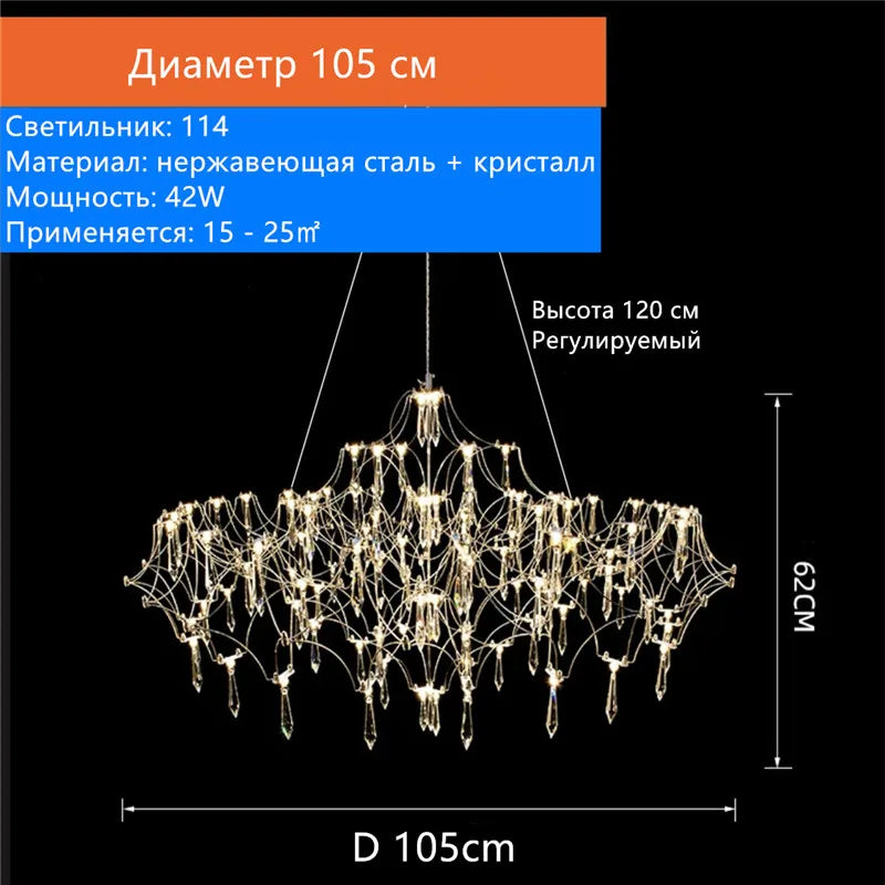 Starry Firefly Crystal Chandelier Living Room Light