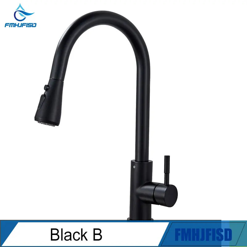 FMHJFISD Kitchen Faucet Brushed Gold Pull Out Kitchen Sink Water Tap Single Handle Mixer Tap 360 Rotation Kitchen Shower Faucet