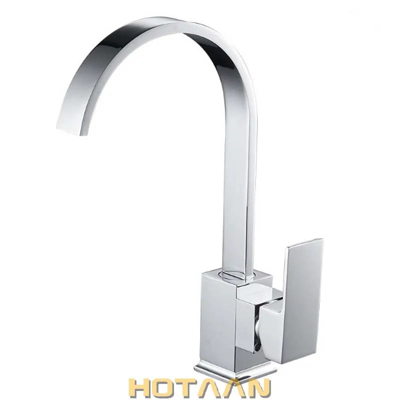 Kitchen Faucet 360 Degree Swivel Solid Brass Kitchen Mixer Cold and Hot Kitchen Tap Single Hole Water Tap Chrome Plated
