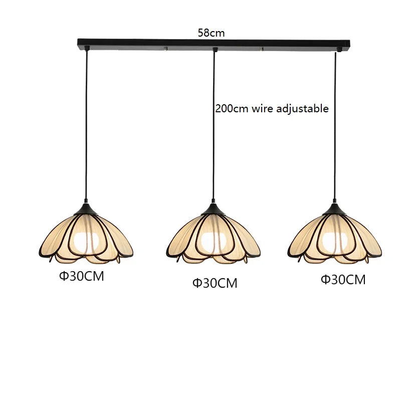IWHD 50CM Rattan Flower LED Pendant Lamp Home Decor Indoor Bedroom Dining Living Room Lights Nordic Modern Hanging Light Edison
