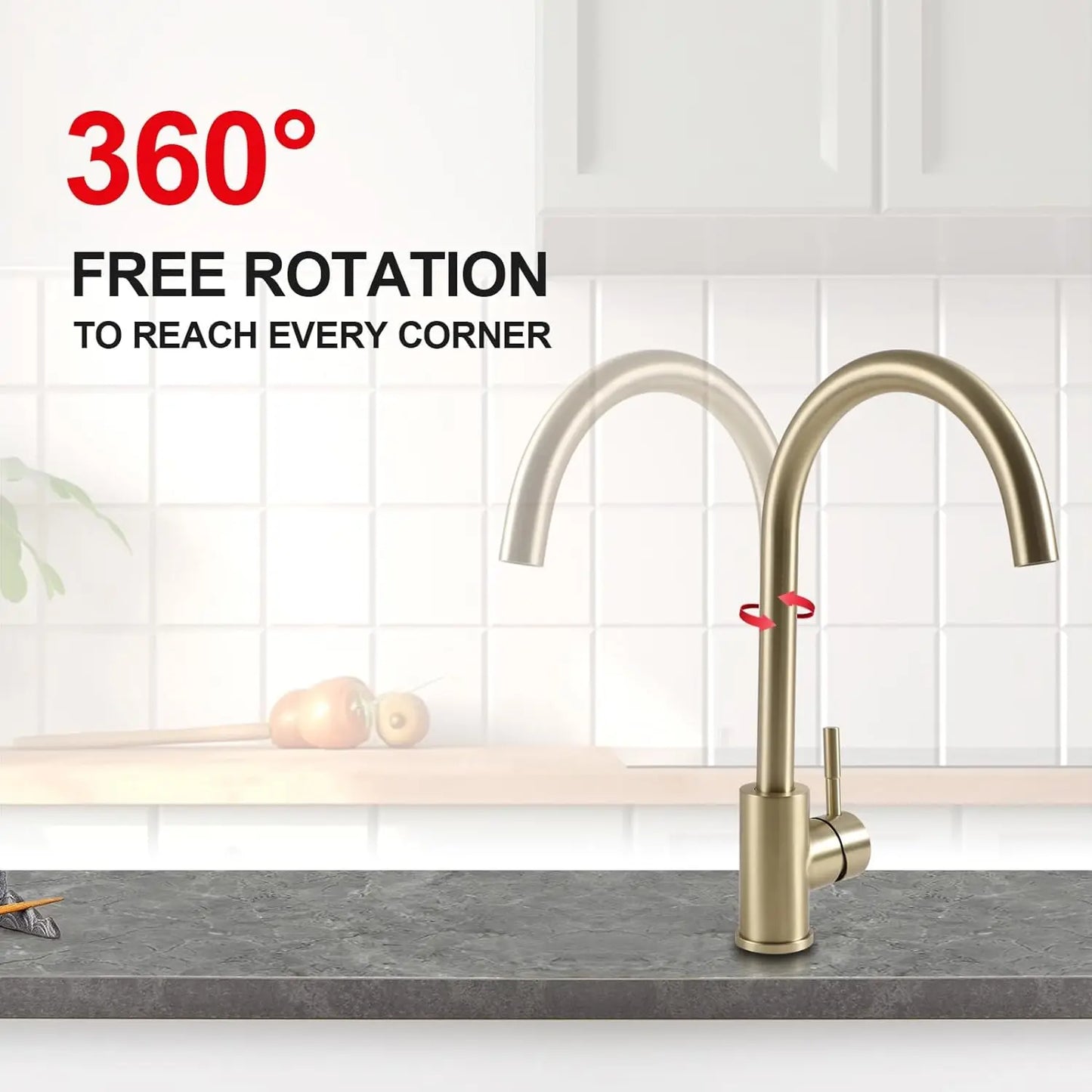 Kitchen Faucets Gold Square Single Handle Sink Faucet Stainless Steel Hot and Cold Deck Mount Water Taps Grifos De Cocina