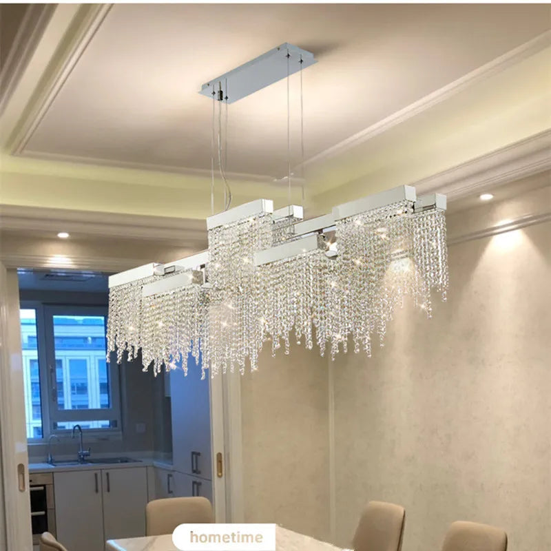 Postmodern Luxury K9 Crystal Chandelier Led G9 Chrome Steel  Chandelier Dining Room Living Room Home Hanging Lighting Fixtures
