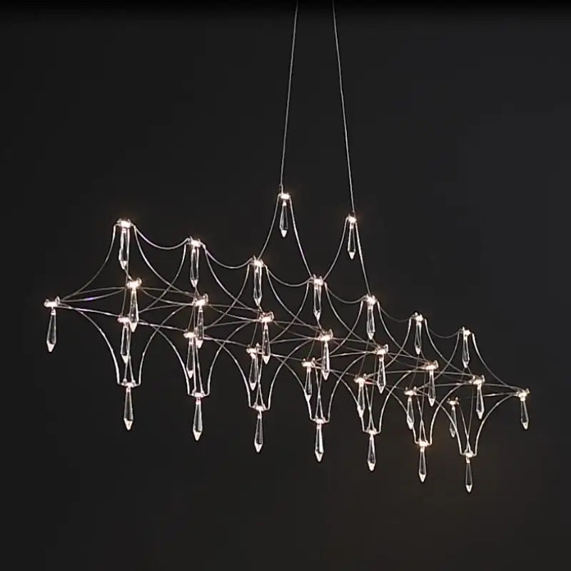 Restaurant Strip Chandelier Postmodern Light Luxury Lobby Front Desk Lamp Designer Minimalist Bar Dining Table Crystal LED Lamp