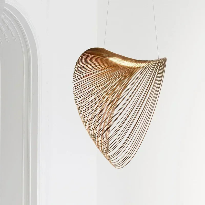 Italian Creative Minimalist Straw Hat Linear LED Pendant Lamps
