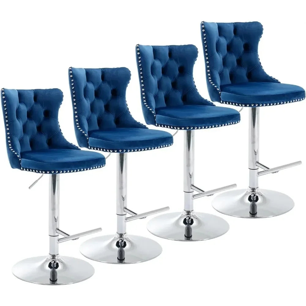 High Back Button Tufted Bar Stools Set of 4 Adjustable Counter Height
