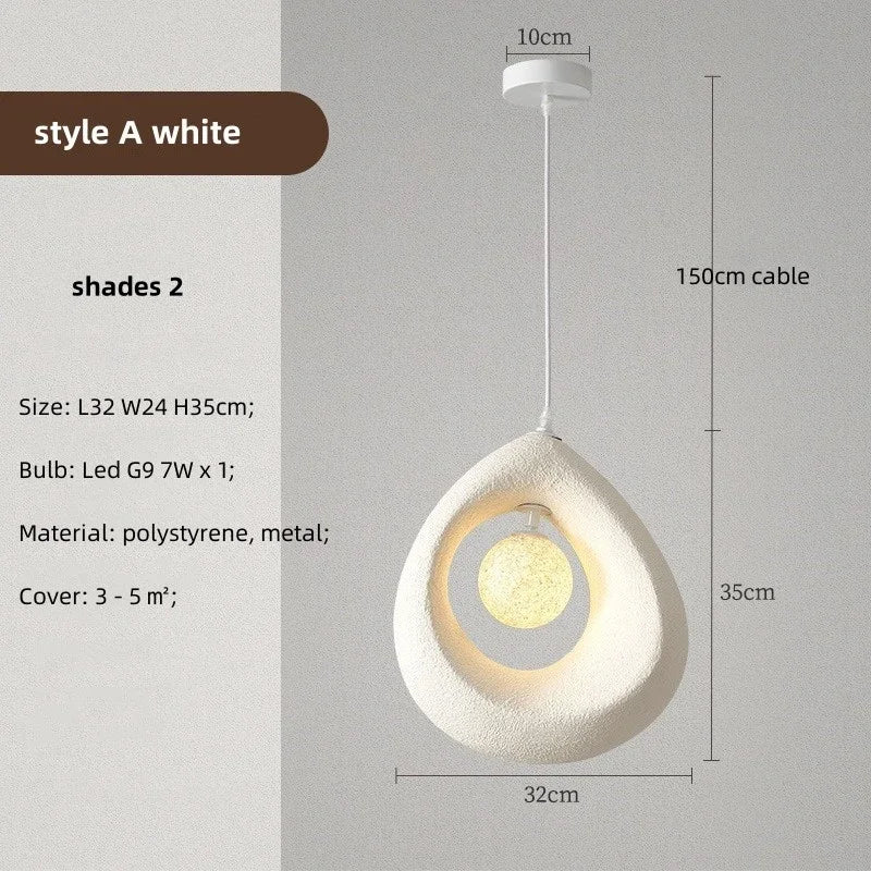 Nordic Dining Room Wabi Sabi Pendant Lights  Led Hanging Lighting Minimalism Suspend Bedroom Home Decor Indoor Lamps Fixtures