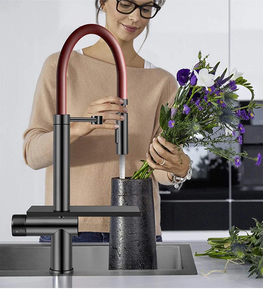ASRAS Flying Rain Waterfall Faucet Hot And Cold Water Kitchen Faucet Single Handle Switch Pull Out 360 Degree Kitchen Mixer Tap