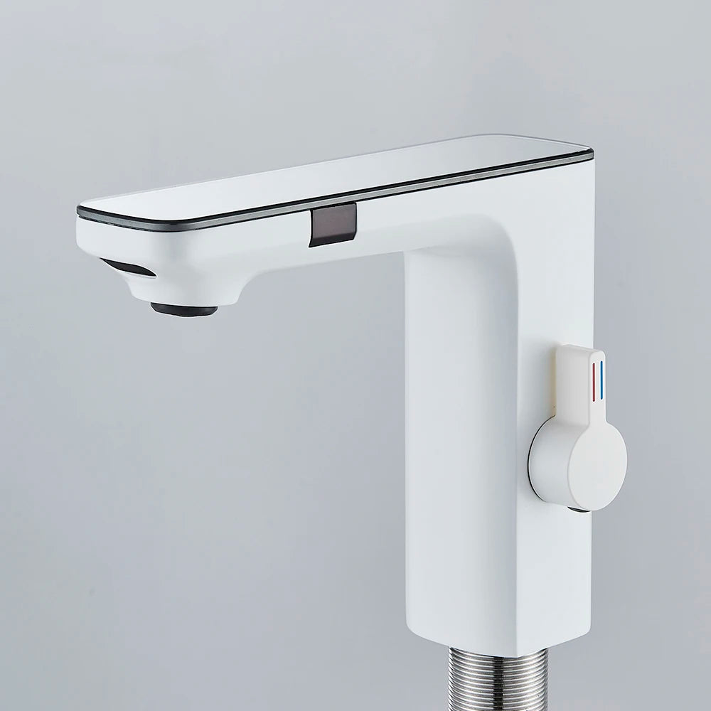 Black Gray Smart Sense Faucet Touchless Digital Display Basin Mixer Battery Power Hot Cold Mixed Water Inductive Bathroon Tap