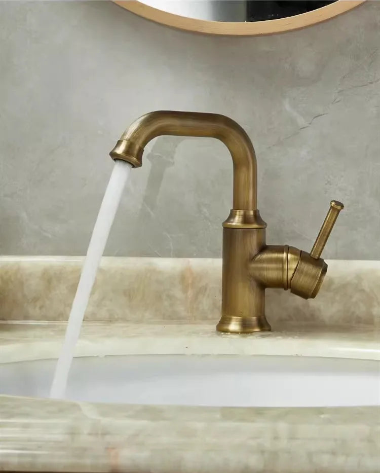 Basin Faucet Total Brass Lead Free Single Lever Hot and Cold Antique Mixer Sink Tap Bathroom Mixer