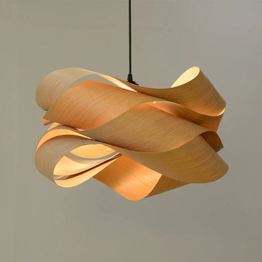 Southeast Asian Creative Wooden Skin Pendant Lamp Bedroom Restaurant  Aisle Chandelier Modern Simple Led Decor Lighting Fixtures