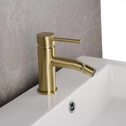 Brushed Gold Brass Hot And Cold Water Mixer Tap Bathroom Basin Faucet Bidet Faucet