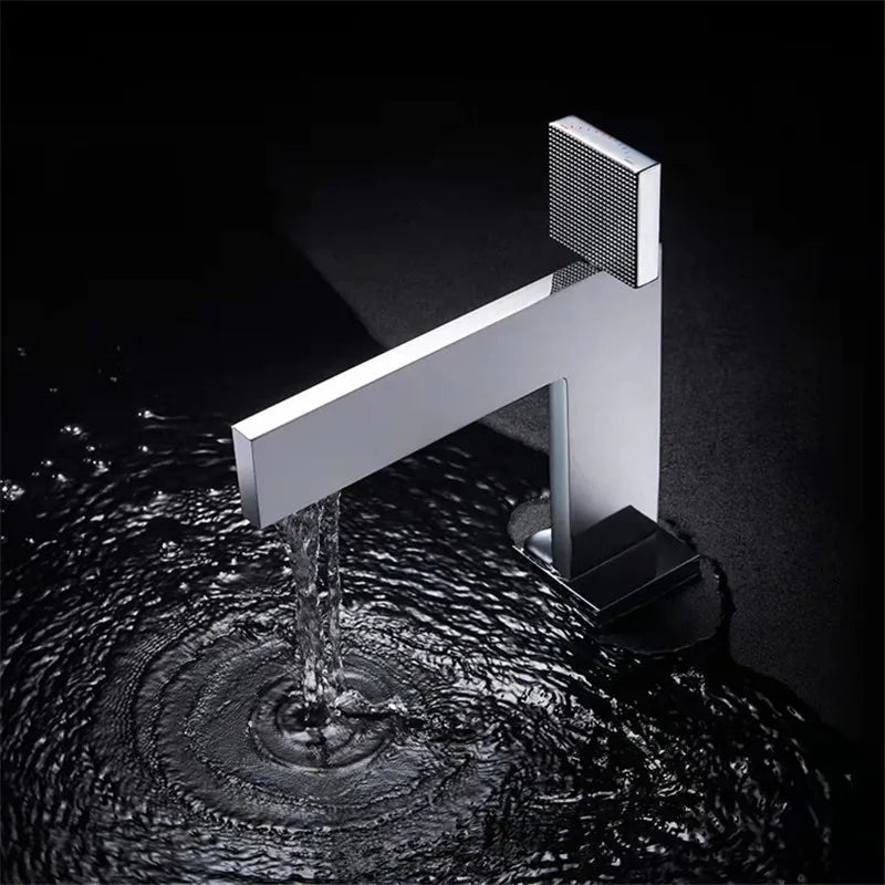 Brushed Gold Bathroom Faucet Brass Bathroom Basin Faucet Cold And Hot Water Mixer Sink Tap Single Handle Deck Mounted Grey Tap