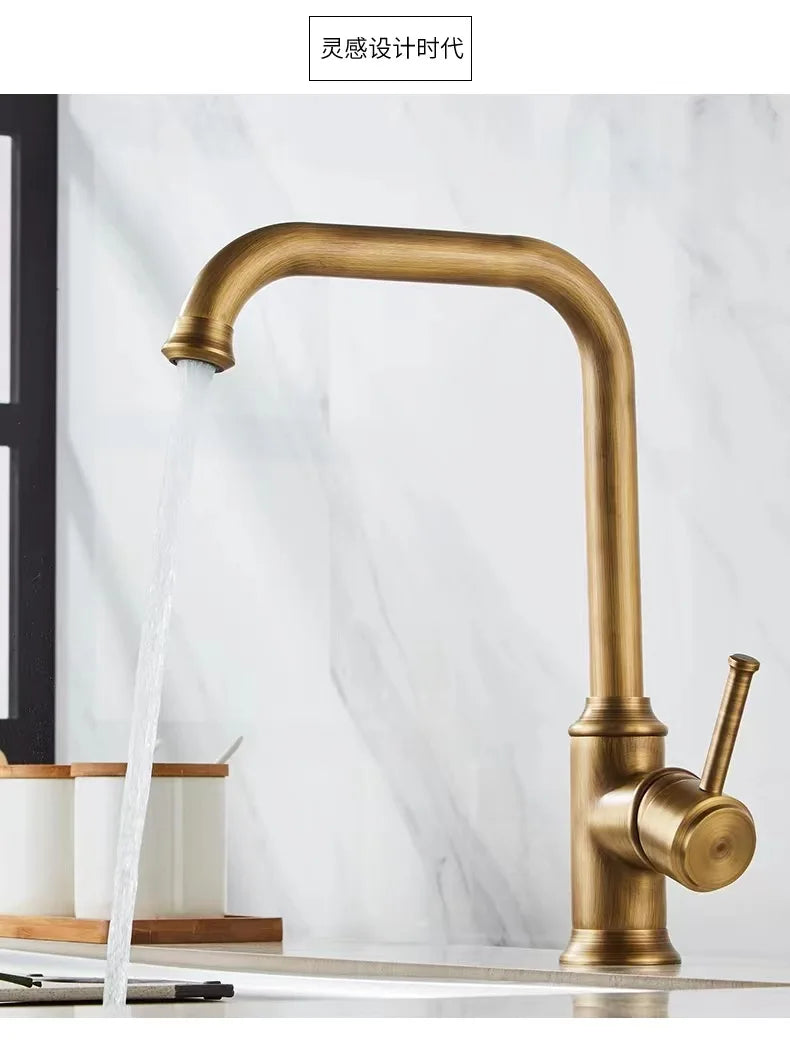 Black Kitchen Faucets Antique Bronze Faucet Kitchen Mixers Taps Cold And Hot Basin Sink Tap Water Mixers Antique Gold Chrome