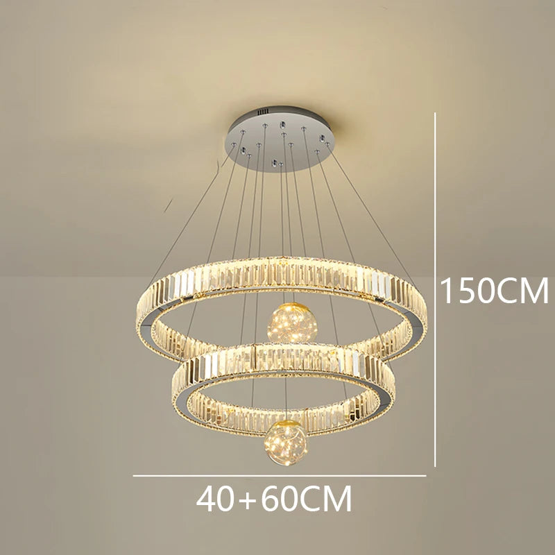 Modern Crystal Chandelier Lustre Stair Pendant Lights Duplex Architecture Living Room Pendant Lights Home Decoration Lighting