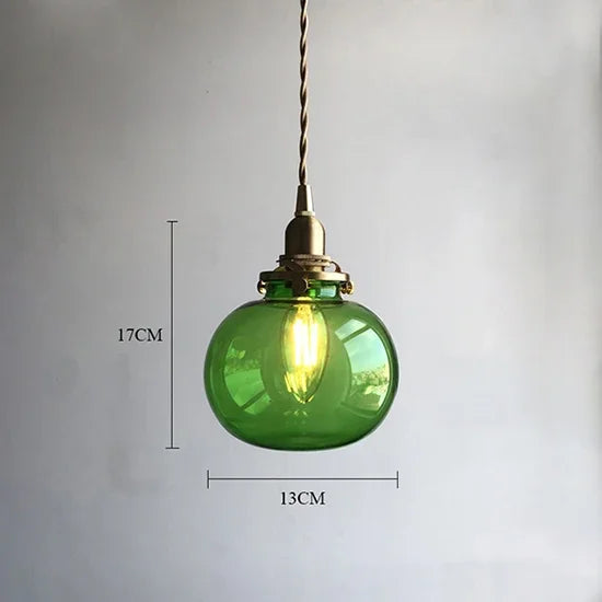 Japanese Style Brass Glass Flower Pendant Lights