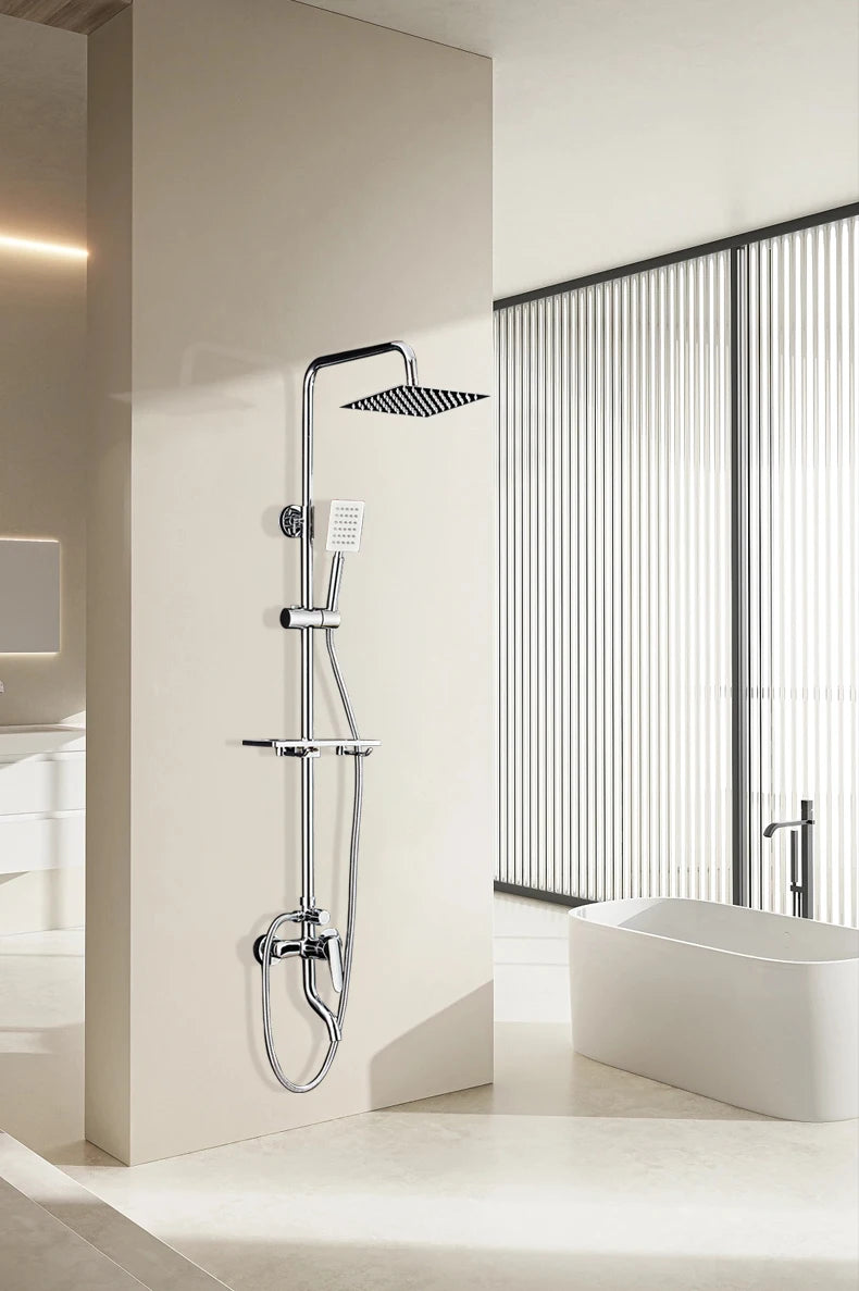 Black/Chrome Plating Bathroom Shower Set Household Copper  Faucet Wall-mounted Bathtub  Rain