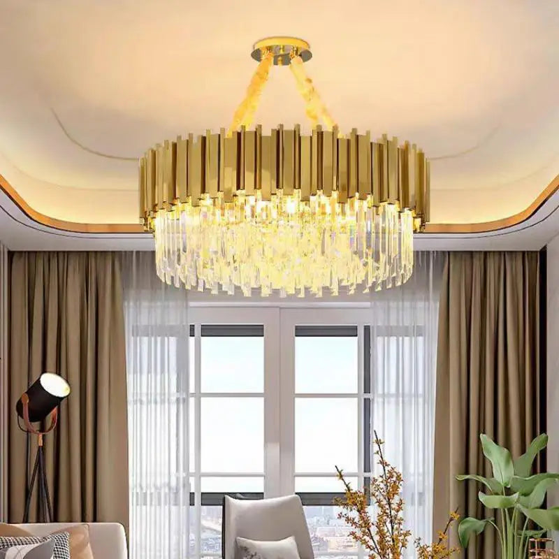 Luxury Gold Plated Crystal Led Pendant Lights