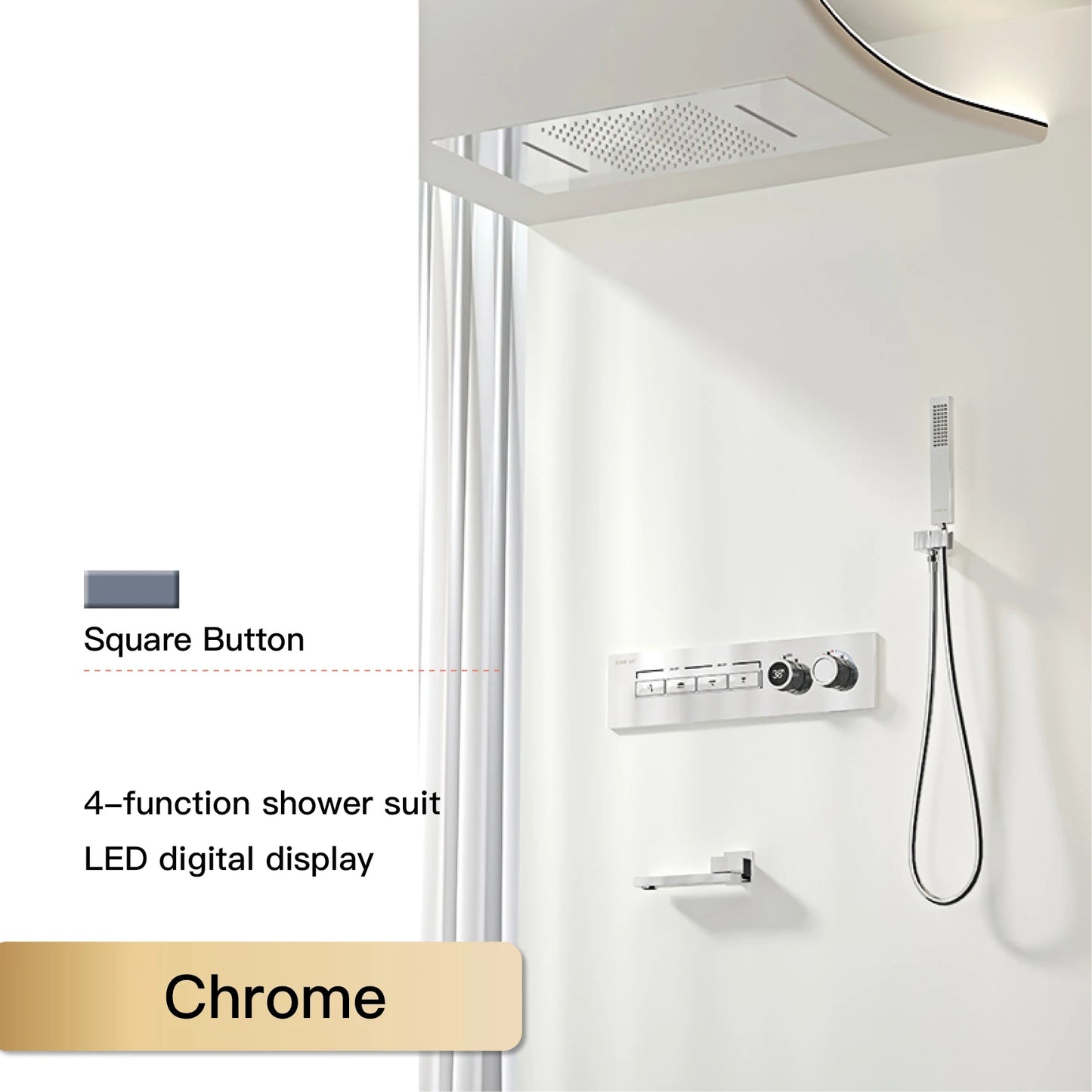 Luxury Black Brass Shower System LED Digital Display