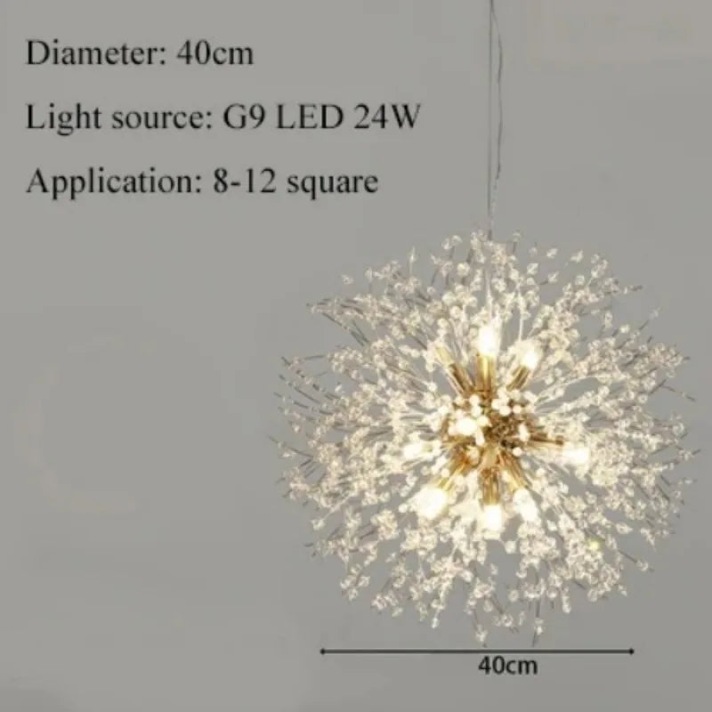 Nordic Dandelion Long Led Chandelier for Dining Room Light Fixture Snowflake Suspension Living Room Pendant Lamp Indoor Lighting