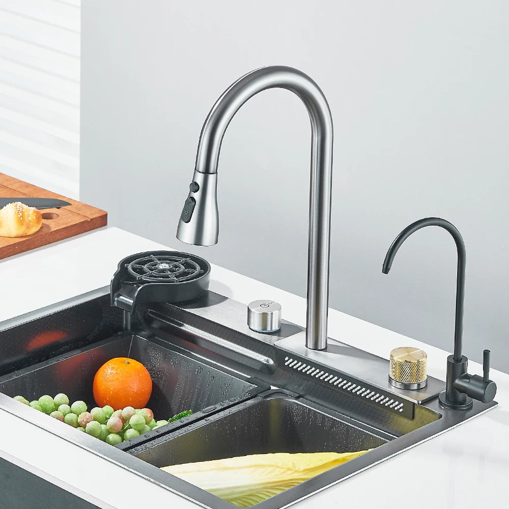 Waterfall Large Kitchen Sink 201 in Stainless Steel