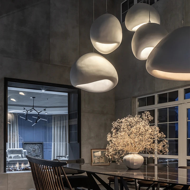 Modern White + Grey Nordic Wabi-Sabi LED Pendant Lights