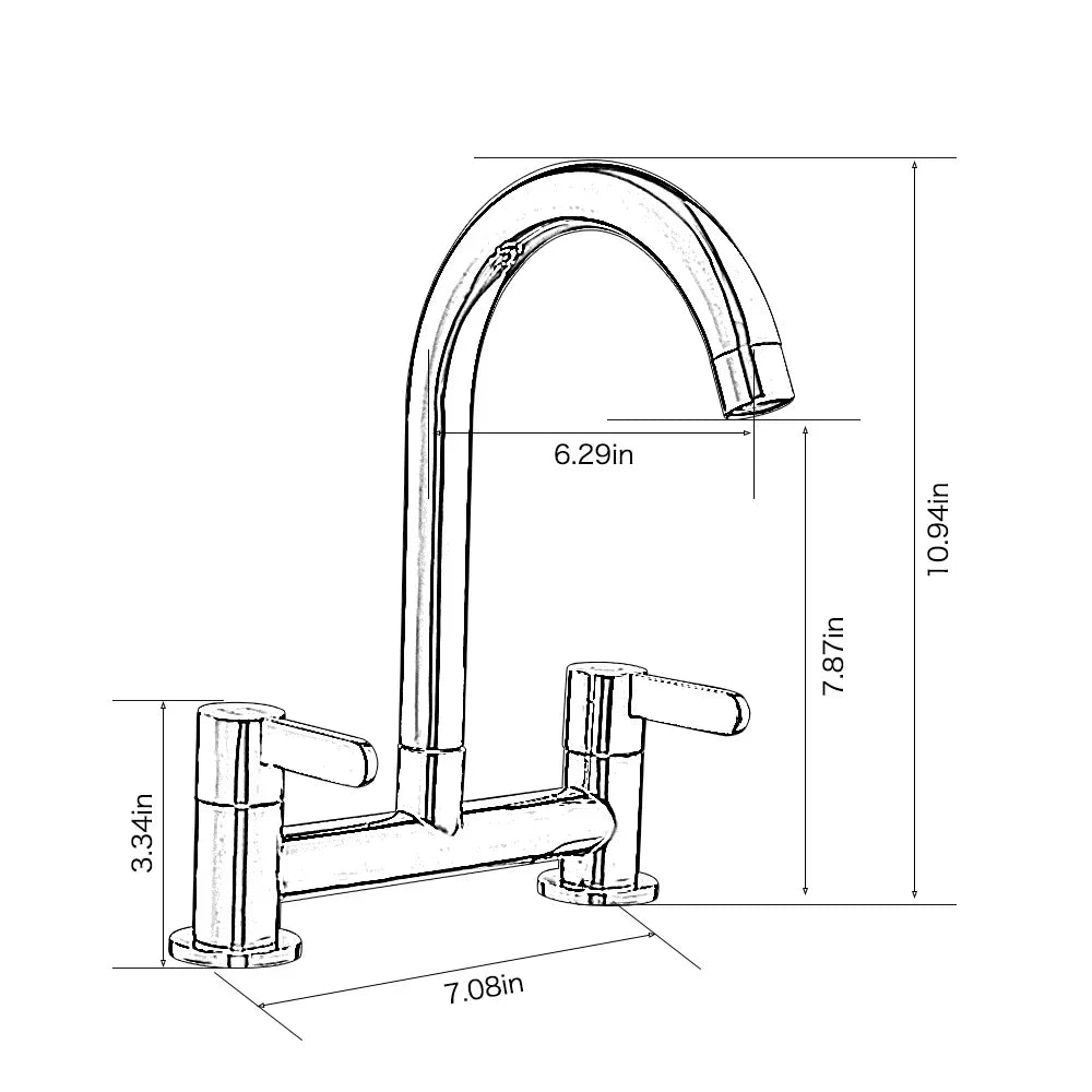 Kitchen Faucet Modern Double Handles Sink Tap 360° Swivel Spout Mixing Faucet Brass Bathroom Faucet for  Sink Deck Mounted