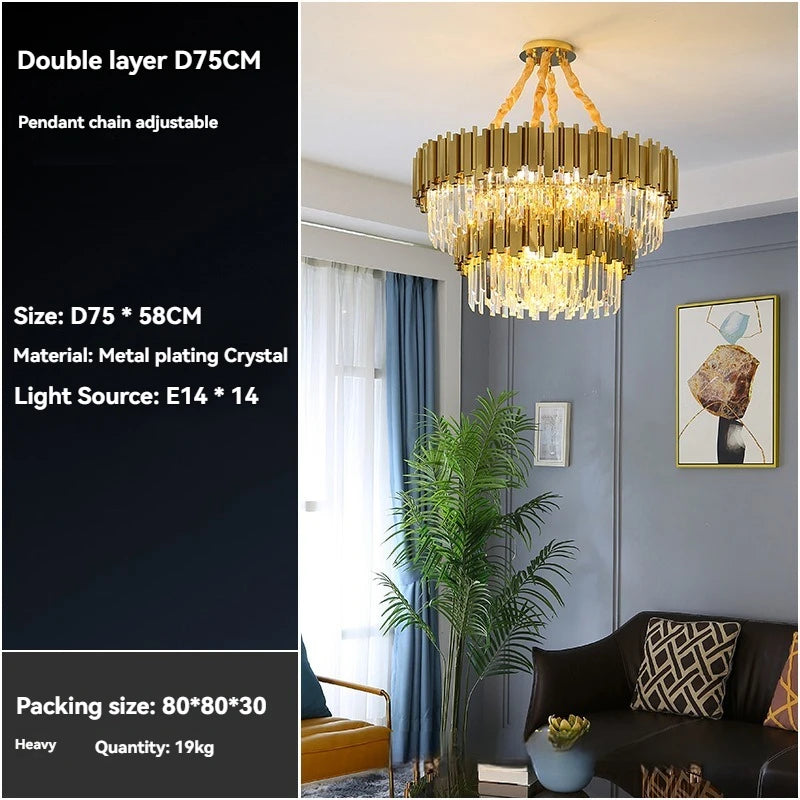 Gold Crystal LED Chandelier Lighting