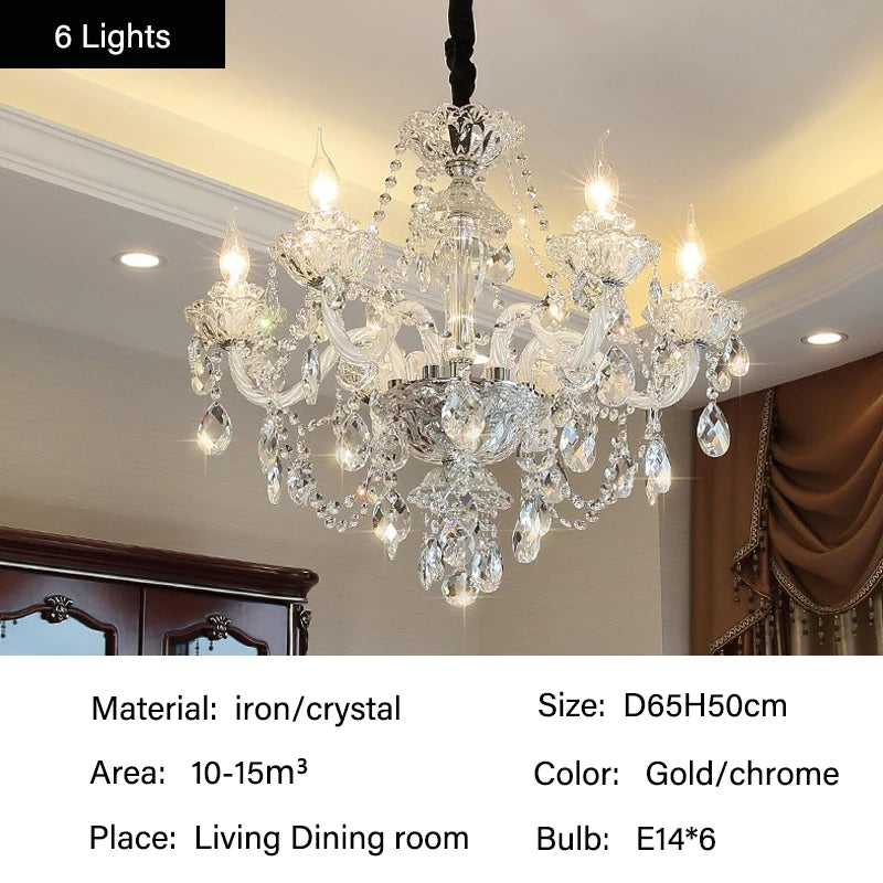 Luxury European Led Crystal Pendant Lights Living Room Lighting Decorate Chandelier Indoor Hotel Villa Hanging Lights Fixture