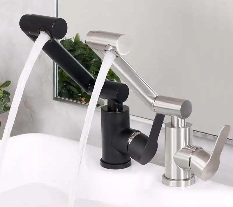 Bathroom Folding Faucet 360 Degree Rotation Single Handle Folding Faucet Taps Camping Cold and Hot Mixer Water Stainless Steel