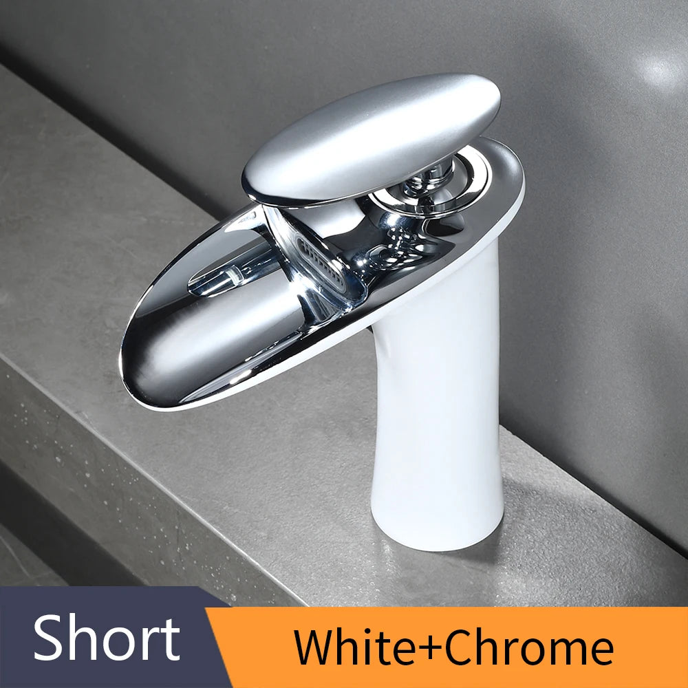 Gold Basin Faucets Waterfall Bathroom Faucet Single handle Basin Mixer Tap Bath Faucet Brass Sink Water Crane Silver 855923