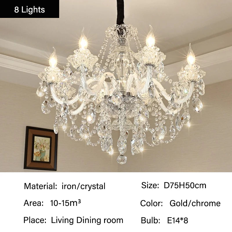 Luxury European Led Crystal Pendant Lights Living Room Lighting Decorate Chandelier Indoor Hotel Villa Hanging Lights Fixture