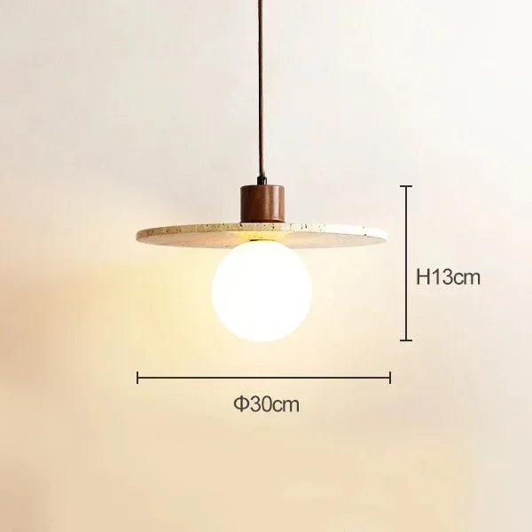 Stone Pendant Lamp Wood Hanging Light