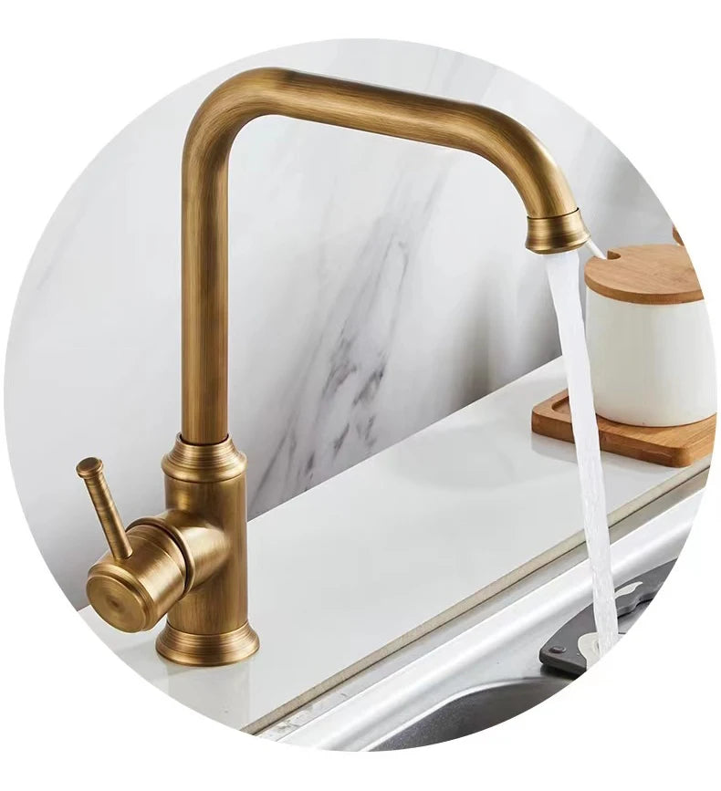 Black Kitchen Faucets Antique Bronze Faucet Kitchen Mixers Taps Cold And Hot Basin Sink Tap Water Mixers Antique Gold Chrome