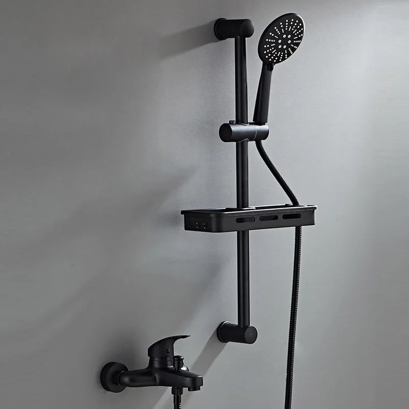 Black Finish New Wall Mounted Shower Faucet Set Bathroom Bathtub Handheld Shower  Mixer Tap Hot and Cold Mixing Valve