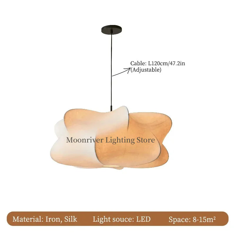 Wabi Sabi Living Room Ceiling Lamp Shop Bar Parlor Pendant Lights Silk Japan Hanging Chandelier Home Decorations Lustre