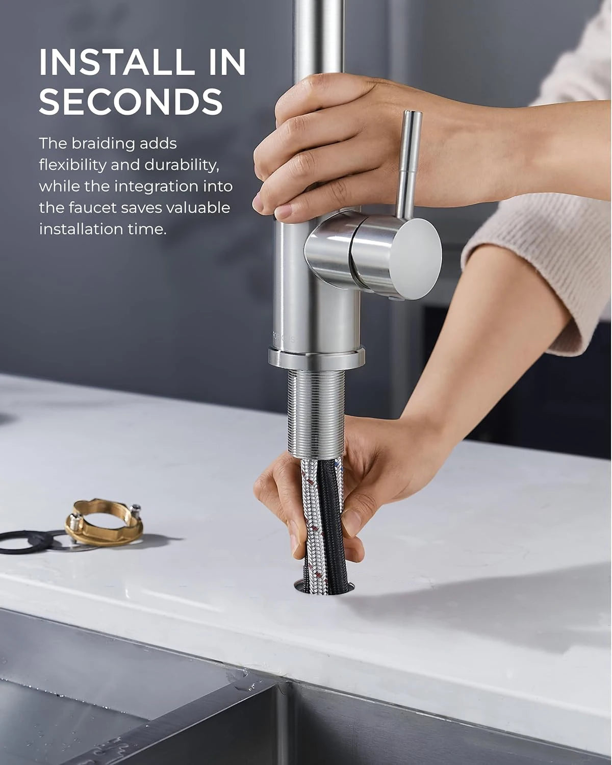 4 Modes Waterfall Kitchen Faucet Stream Sprayer Stainless Steel Hot Cold Single Hole Deck Mounted Water Sink Mixer Wash Tap 3668