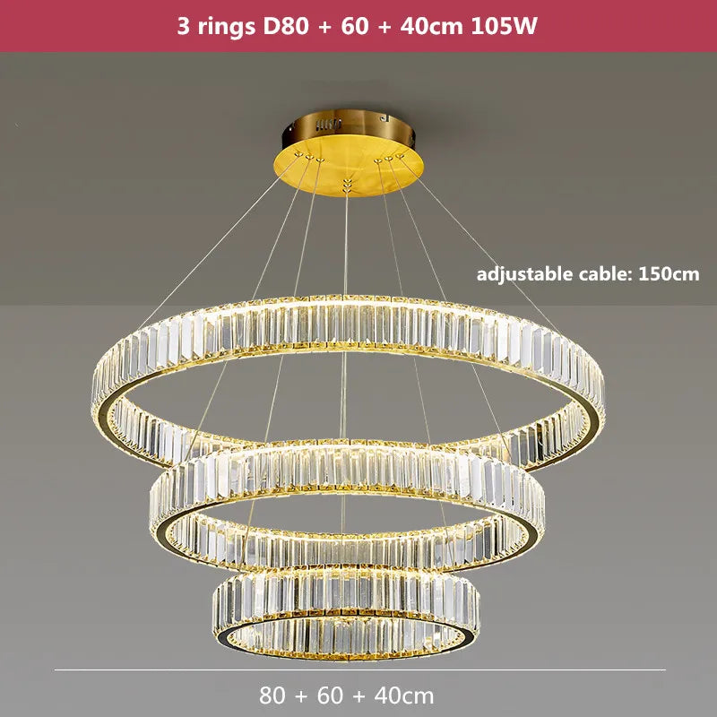 Postmodern Living Room Crystal Chandelier Remote Control Dimmable