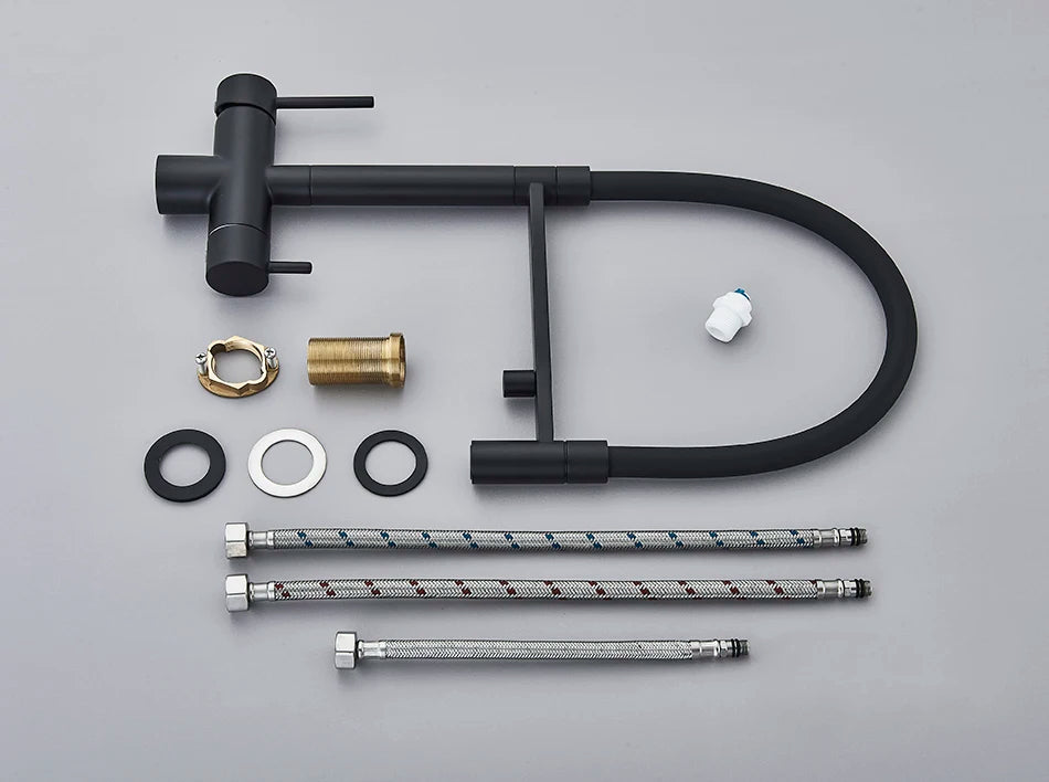 Kitchen Water Filter Faucet Dual Spout Pure Drinking Water Mixer Tap Rotation Water Purification Feature Taps Kitchen Crane