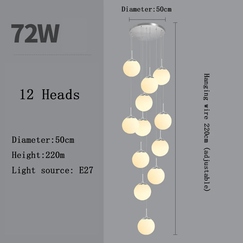 Stairs Modern Nordic Chandelier Loft Duplex Living Room Hotel Lobby Long Chandelier Home Decorative Lighting