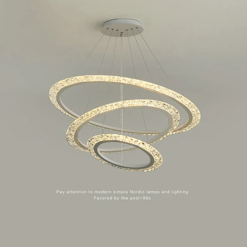 Nordic LED Chandelier Used In Living Room Dining Room Bedroom Kitchen Light Luxury Style Ring Ceiling Chandelier Decoration Home