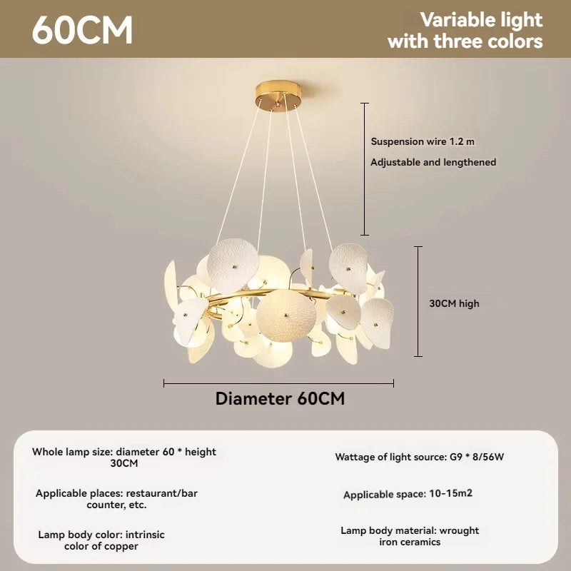 Modern Lotus Leaf Chandelier For Dining Room Long Kitchen Table Living Room Ceramic Lotus Petal Pendant Chandelier Lights