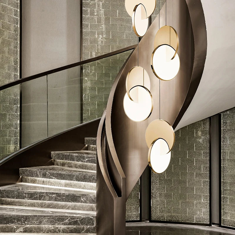 Acrylic Stainless steel mirror round LED Pendant Light artistical Simple design Cross shape pendant lamp Indoor decoration light