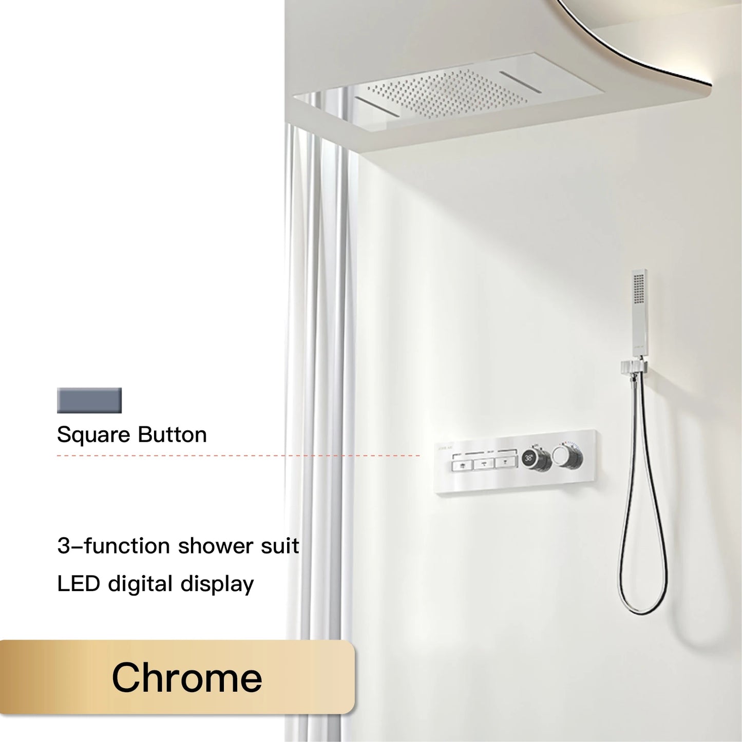 Luxury Black Brass Shower System LED Digital Display