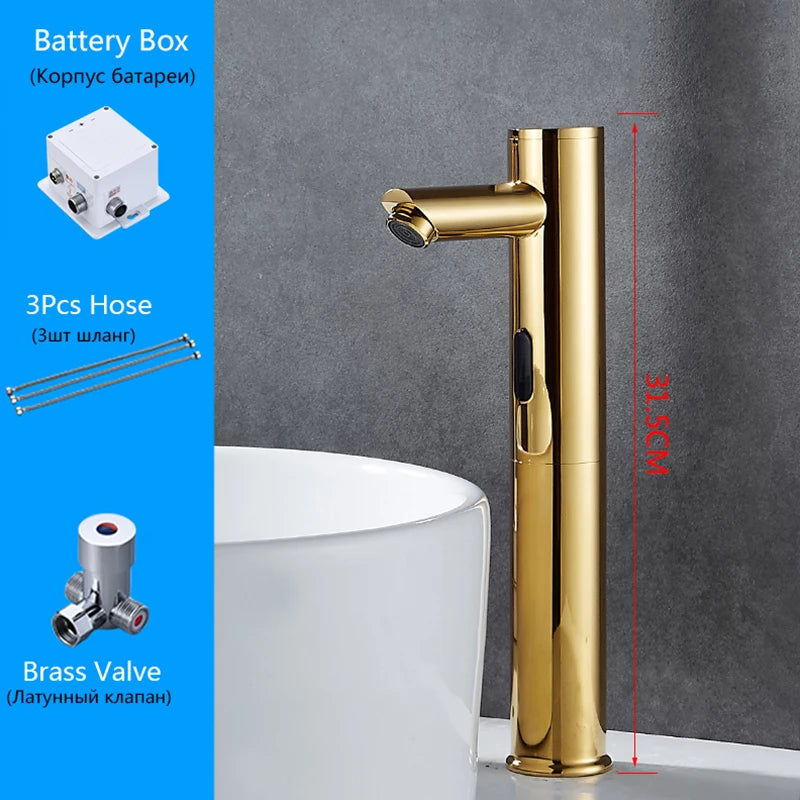 OXG Bathroom Automatic Touch Free Sensor Faucet Deck Mounted Basin Faucet Hot Cold Mixer Tap Bathroom Faucet Basin Sink Faucet
