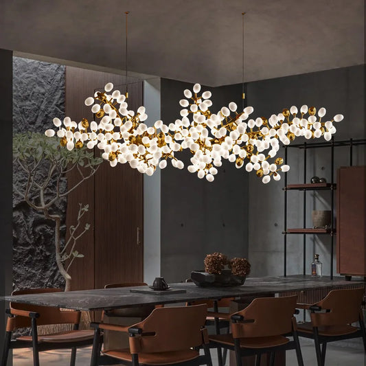 Postmodern LED Luxury White Glass Chandelier