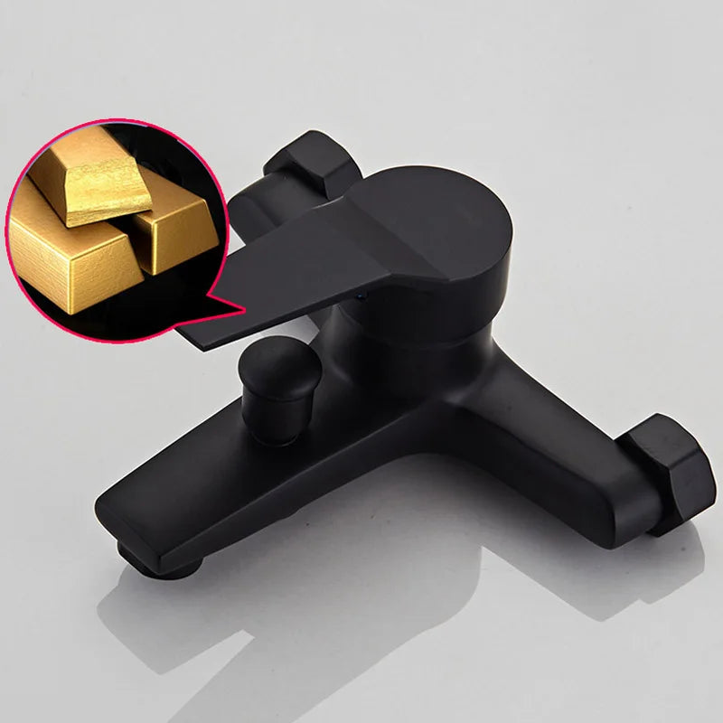 Black Finish New Wall Mounted Shower Faucet Set Bathroom Bathtub Handheld Shower  Mixer Tap Hot and Cold Mixing Valve