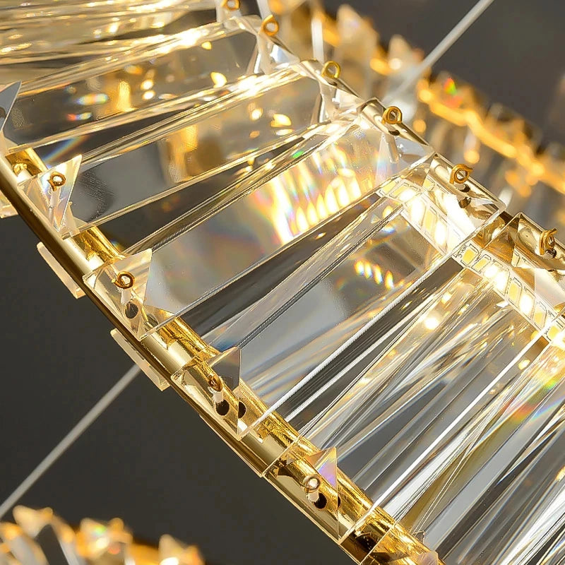 Modern Crystal Lustre Ceiling Chandelier Gold Irregular Ring Pendant Lamp Led Dimmable Living Room Bedroom Restaurant Hang Light