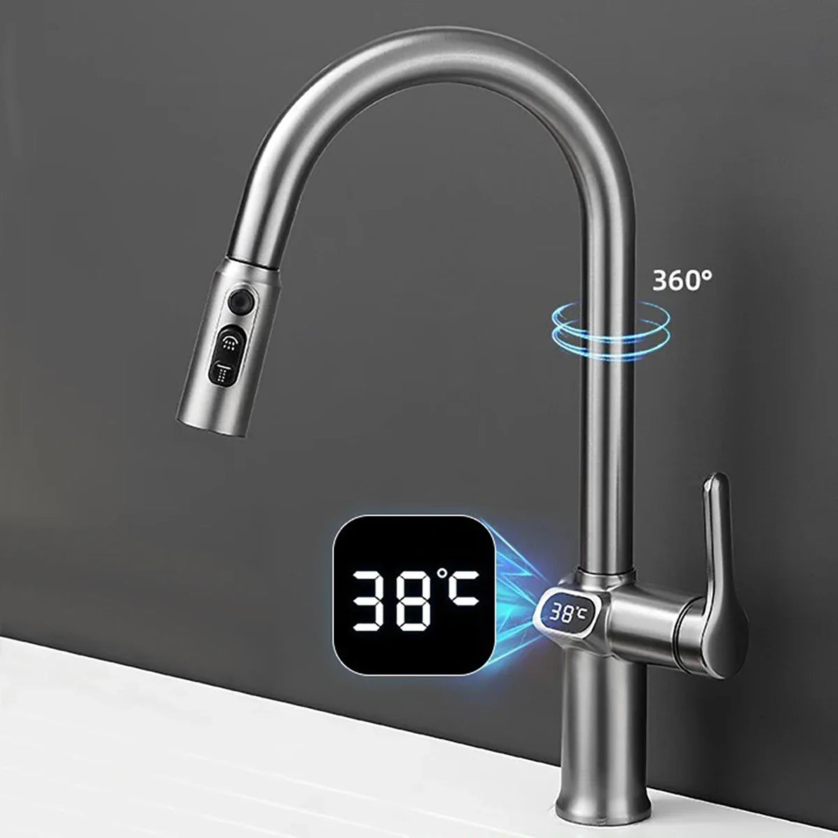 Kitchen Faucet Temperature Faucet Kitchen Pull Out Kitchen Sink Faucet Digital Display Function Rotatable Kitchen Taps
